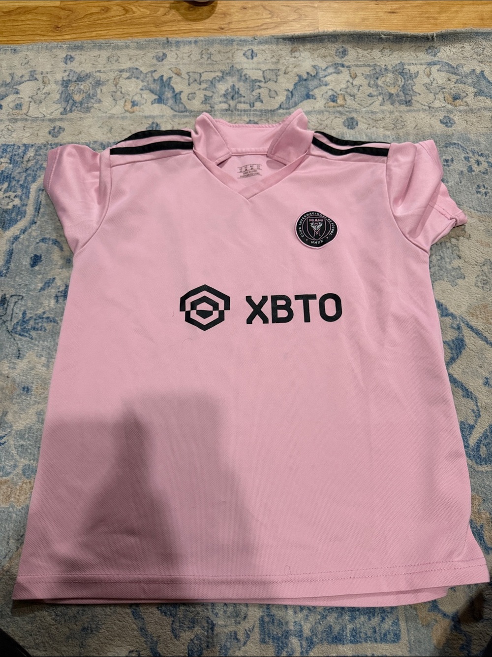 adidas Pink Kids Soccer Jersey with Black Accents